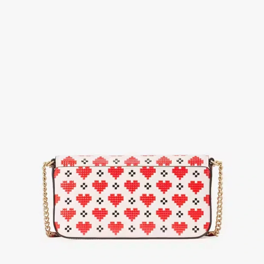 Kate Spade Pixel Hearts Devin Crossbody Flap Chain Wallet Bag NWOT - Picture 11 of 12